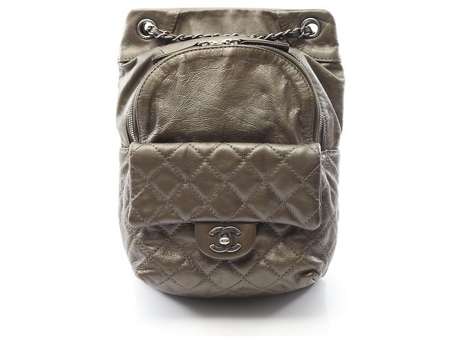Timeless Chanel Matelasse Leather Backpack Green Khaki