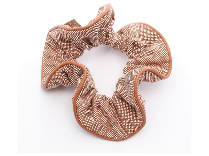 Hermès Scrunchie de algodão e couro Plan Air Hermes Claudia Marrom