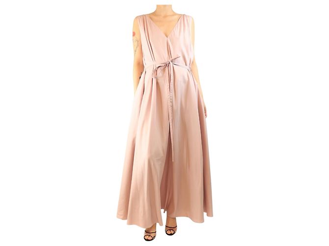 The row Vestido maxi de seda sem mangas rosa - tamanho S