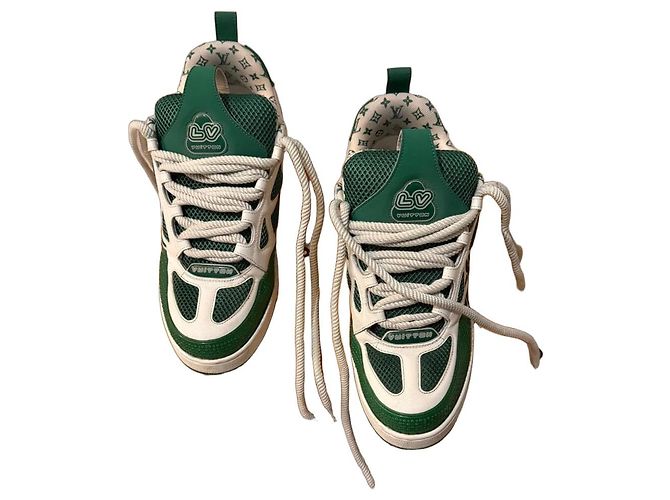 Baskets Louis Vuitton LV Skate Vert Blanc