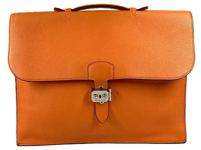 Sac à dépêches Pasta de couro Taurillon Clemence da Hermès Laranja