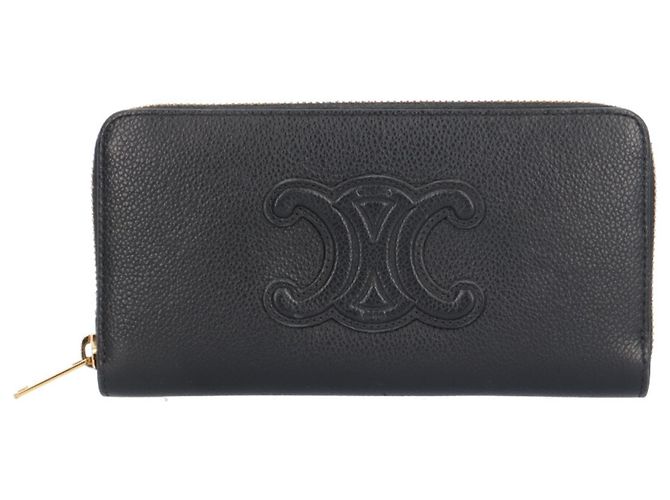 Céline Celine Long Leather Wallet Black