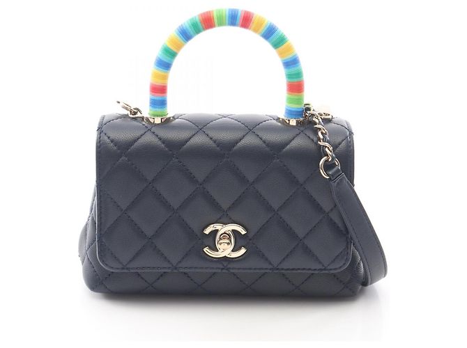 Bolsa Chanel Coco Handle XXS Multicor Azul marinho