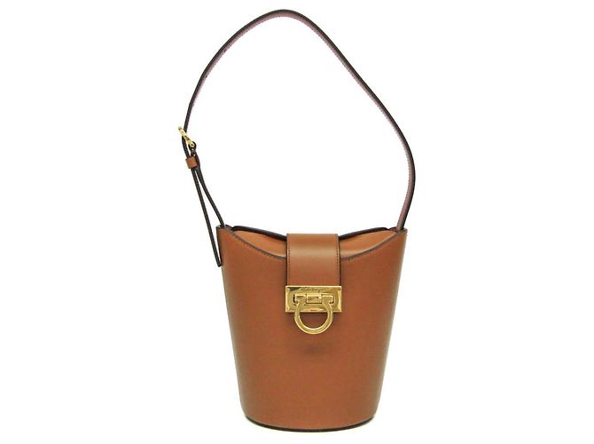 Borsa a secchiello Gancini Trifoglio di Salvatore Ferragamo Marrone