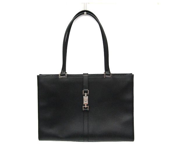 Gucci Jackie 002 1074 Damen Leder Tote Bag Schwarz