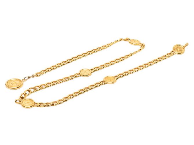 Cambon Chanel Coco Mark Gold Plated Chain Belt Golden