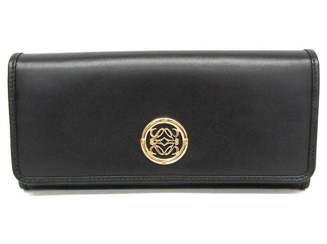 Loewe Anagram Women's Leather Long Wallet Black