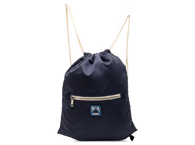 Prada Blue Tessuto Drawstring Backpack Dark blue