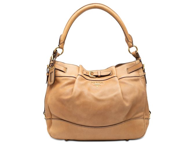Prada Schultertasche aus braunem Vitello Daino Karamell