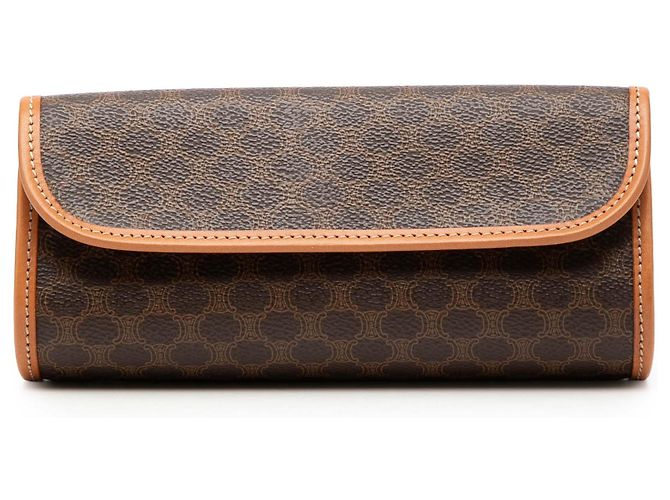 Céline Clutch de lona recubierta Macadam marrón Celine Castaño