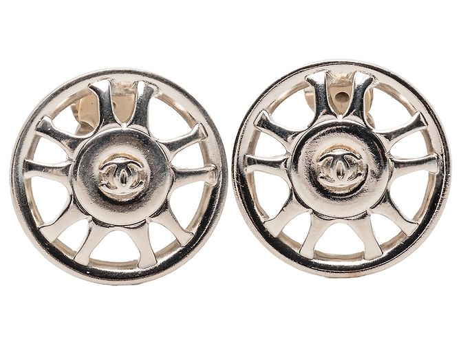 Orecchini a clip in argento placcato CC argento di Chanel