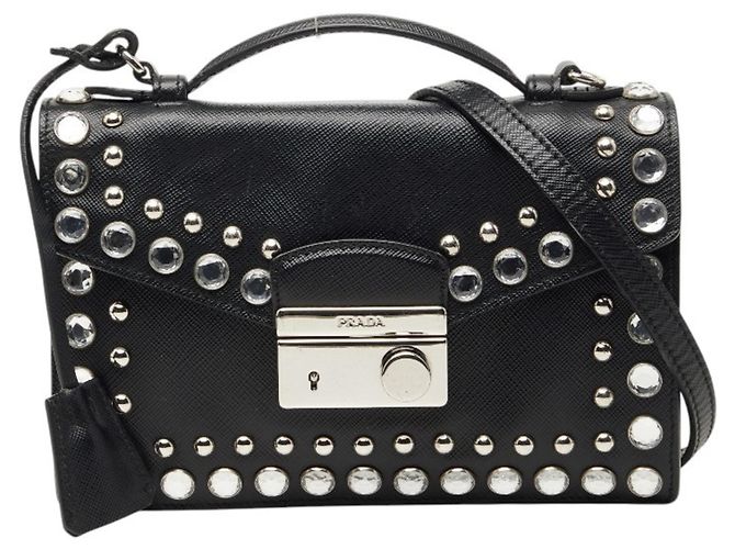 Saffiano Borsa a spalla con borchie Prada Nero 