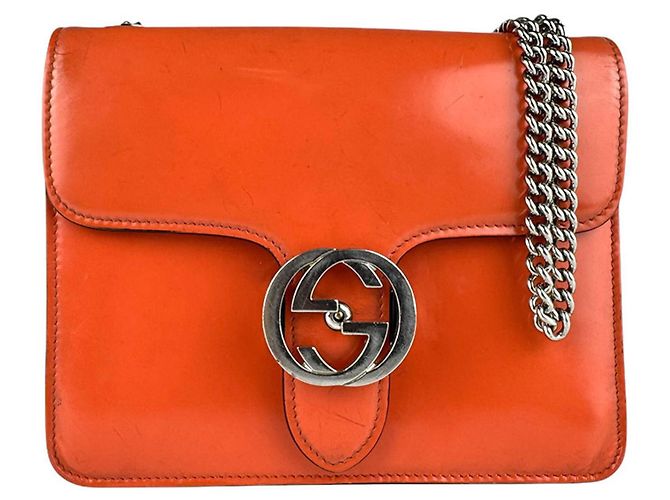 Bolsa de Ombro Gucci G Interligado Laranja