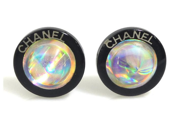 Orecchini a clip in metallo e resina Chanel Nero Argento