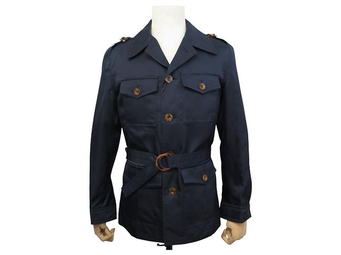 NEUE LOUIS VUITTON SAHARIAN JACKE 48 M AUS BLAUER SEIDE