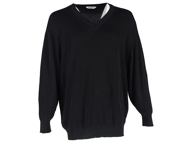 Balenciaga V-Ausschnitt Pullover aus schwarzer Viskose