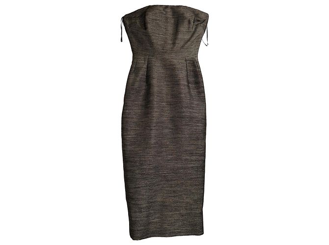 Victoria Beckham trägerloses Midikleid aus braunem Polyester