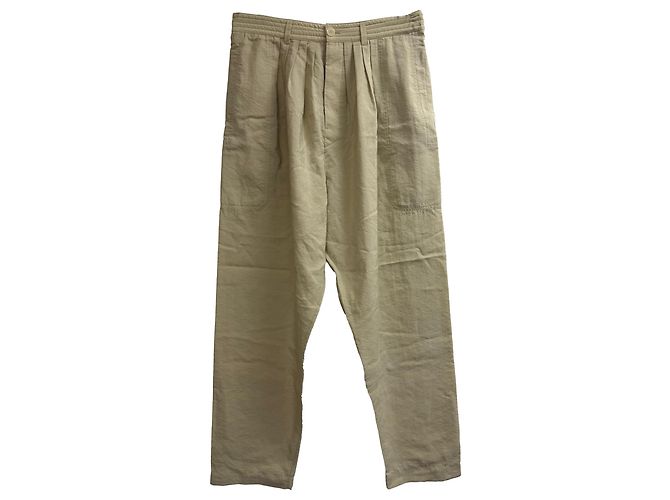Pantalones rectos a medida Lemaire en seda beige