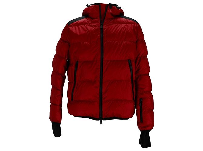 Giacca da sci con cappuccio Moncler Grenoble Hintertux in poliamide bordeaux Rosso Bordò
