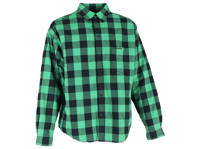 Camisa acolchoada xadrez Buffalo da Balenciaga em algodão verde