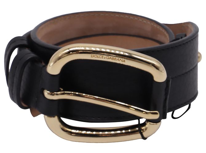 Cinto com fivela Dolce & Gabbana em couro preto