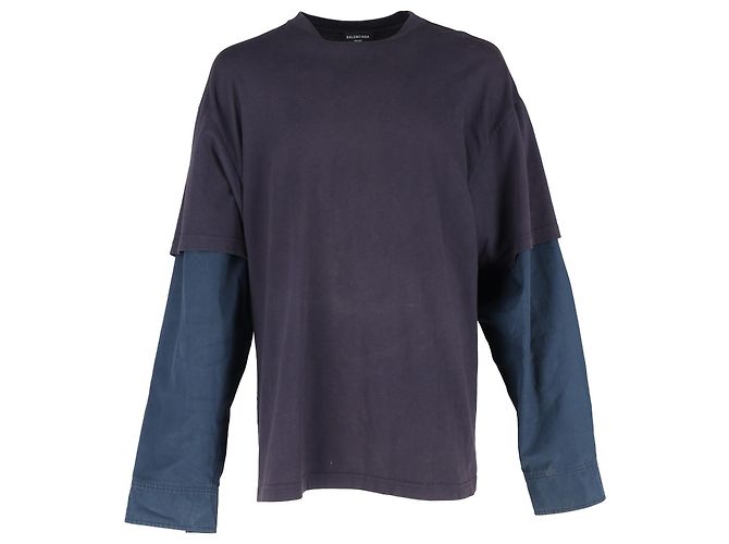 T-shirt a maniche lunghe sovrapposta Balenciaga in cotone multicolore
