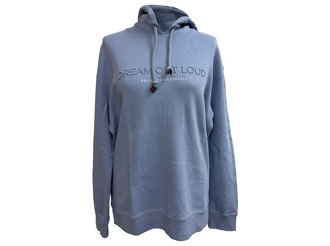 Brunello Cucinelli Dream Out Loud Hoodie aus hellblauer Baumwolle