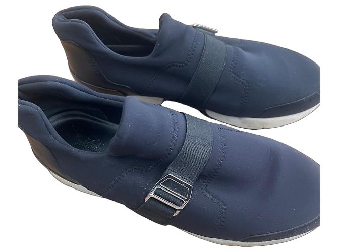 Hermès Baskets Hermes stretch et cuir Noir