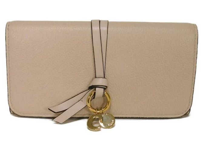 Portafoglio lungo in pelle grigia Chloé Marrone