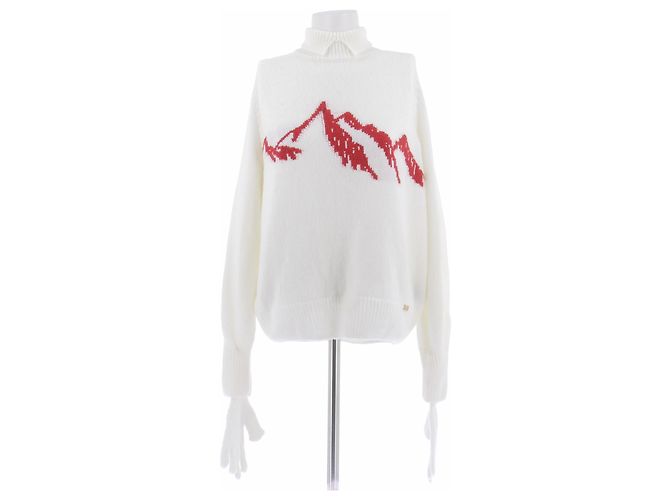 Autre Marque KATERINA KVIT Weißer Wollpullover mit Stehkragen