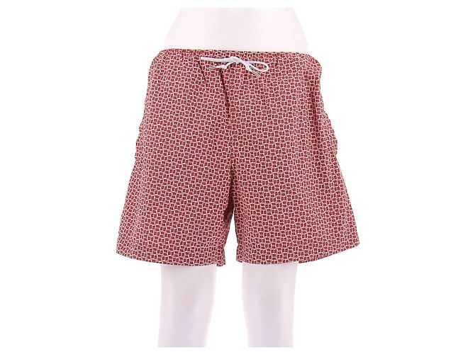 Hermès Short de banho vermelho com estampas