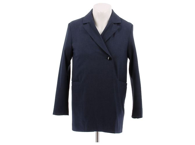 Blazer Ganni azul marino de algodón