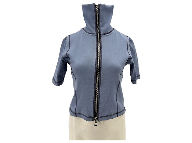 Autre Marque Top blu con zip e colletto alto DHRUV KAPOOR