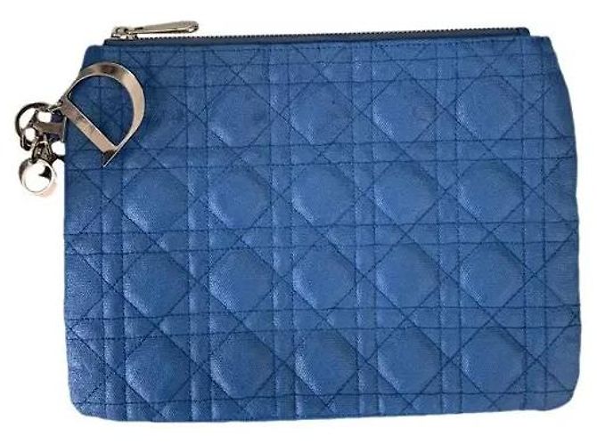Clutch Dior Azul de Tela Cannage