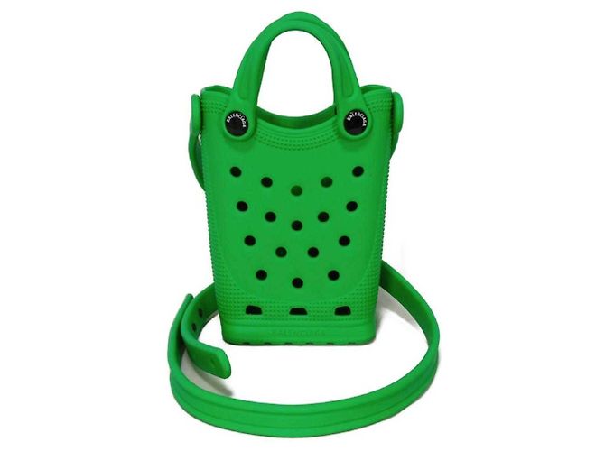 Borsa a Spalla in Gomma Verde Balenciaga