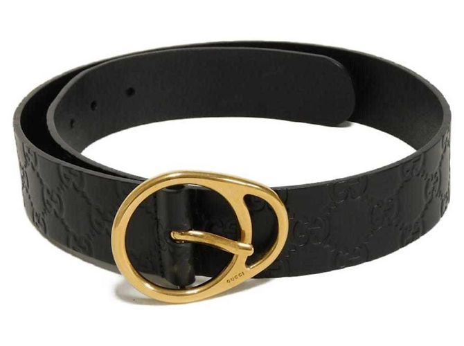 Cinto de couro Guccissima da Gucci Preto Dourado