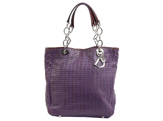 Bolsa Tote Dior de couro trançado roxo