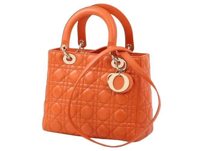 Lady Dior Bolsa Dior Lady Large em couro cannage laranja