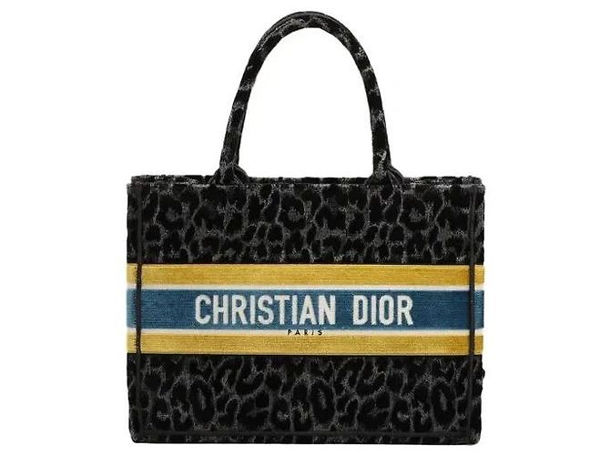Dior Book Tote 36 Black Leopard Canvas
