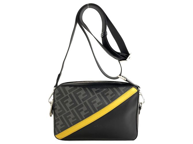 Fendi Diagonal Camera Case Umhängetasche Schwarz Gelb