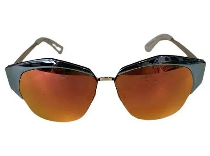 Dior Mirrored Sunglasses Metal Blue Frame Orange Lens