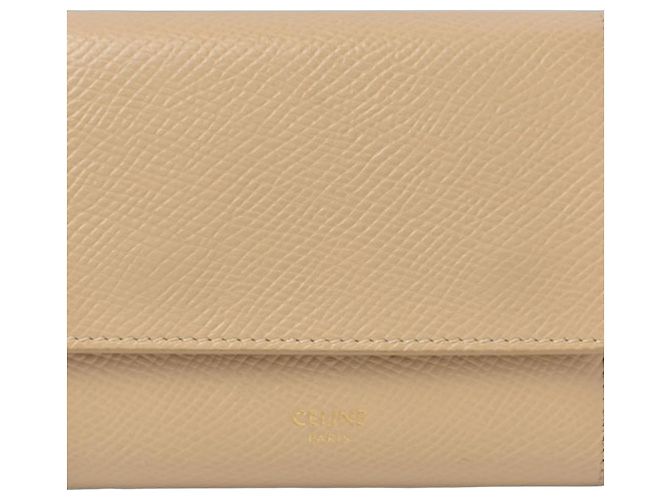 Céline Mini Wallet Beige Leather