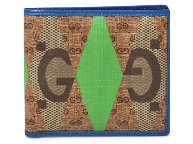 Gucci Men's Bifold Wallet Brown Blue Dark brown