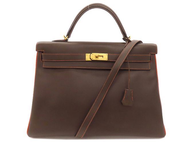 Sac à main Hermès Kelly 40 Marron Orange