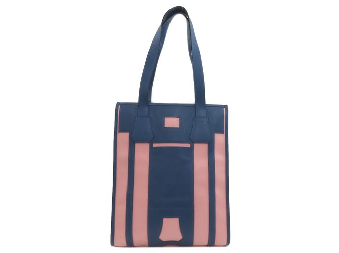 Bolsa Tote Petit H Hermès em azul e rosa