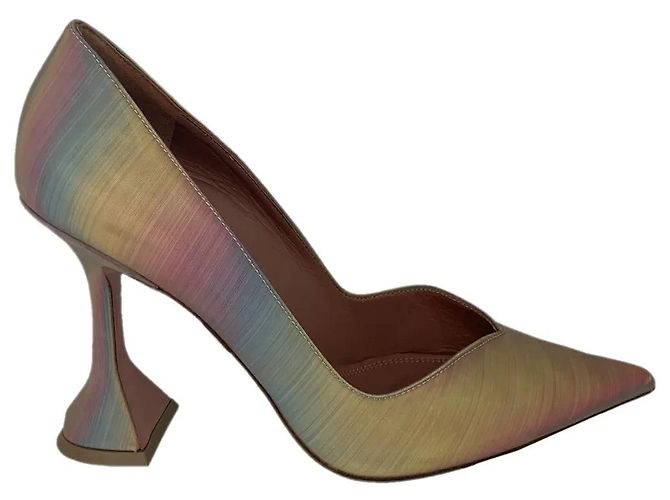 Décolleté Amina Muaddi Multicolore con Punta Affusolata e Tacco a Flauto