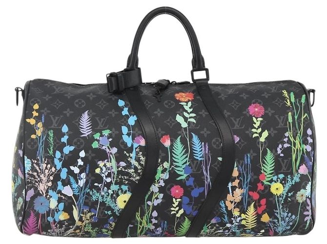 Louis Vuitton Keepall Bandouliere Limited Edition Foliage Monogram Eclipse 50 Black