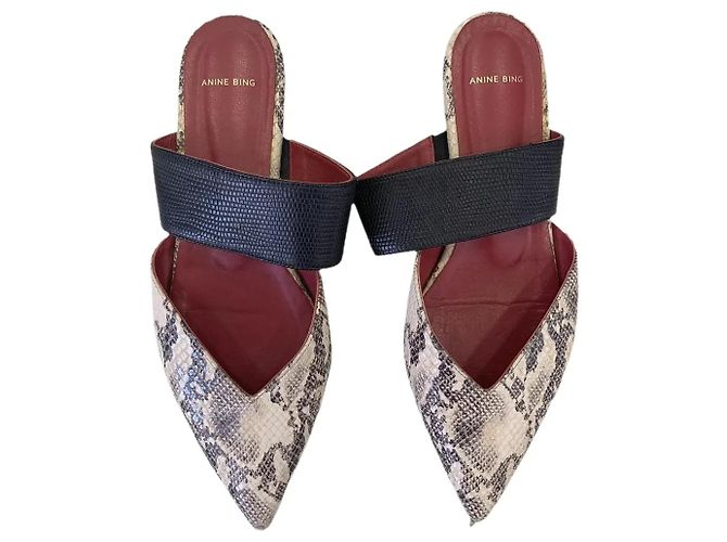 Anine Bing Daphne Mules Python Print Leder Mehrfarbig