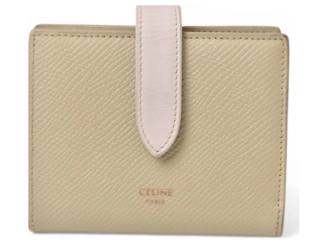 Céline Celine Bi-fold Mini Wallet with Strap Pink