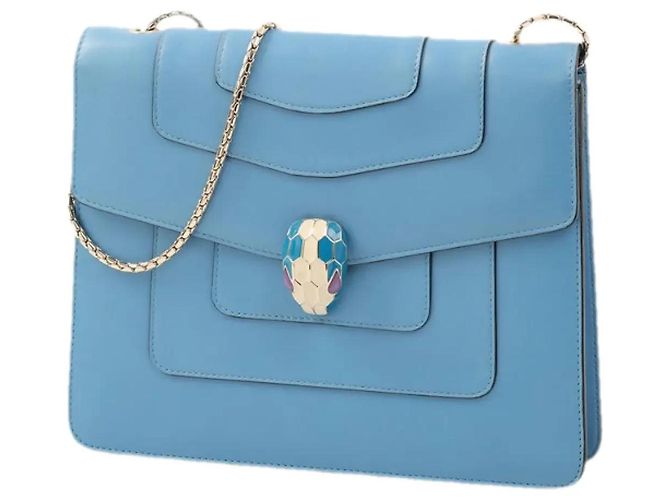Borsa a spalla Bulgari Serpenti in pelle blu